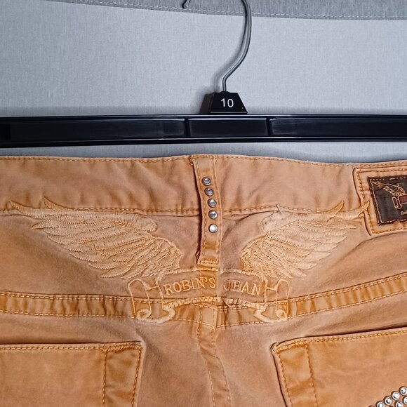 Robin's Jean Pants Mens 36 Apricot Velvet Slim Straight Casual HipHop Streetwear - Picture 11 of 14